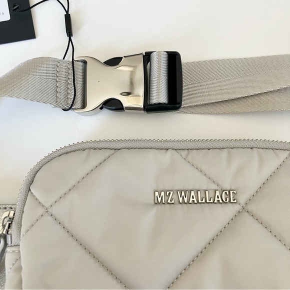 MZ Wallace Madison Belt Bag Frost Silver Quilted Crossbody Bag Travel Festival - Picture 5 of 13